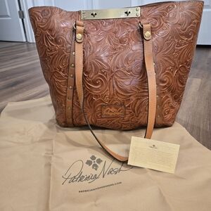 Patricia Nash Brown Embossed Leather Tote. Brand New With Tags.  100% Leather